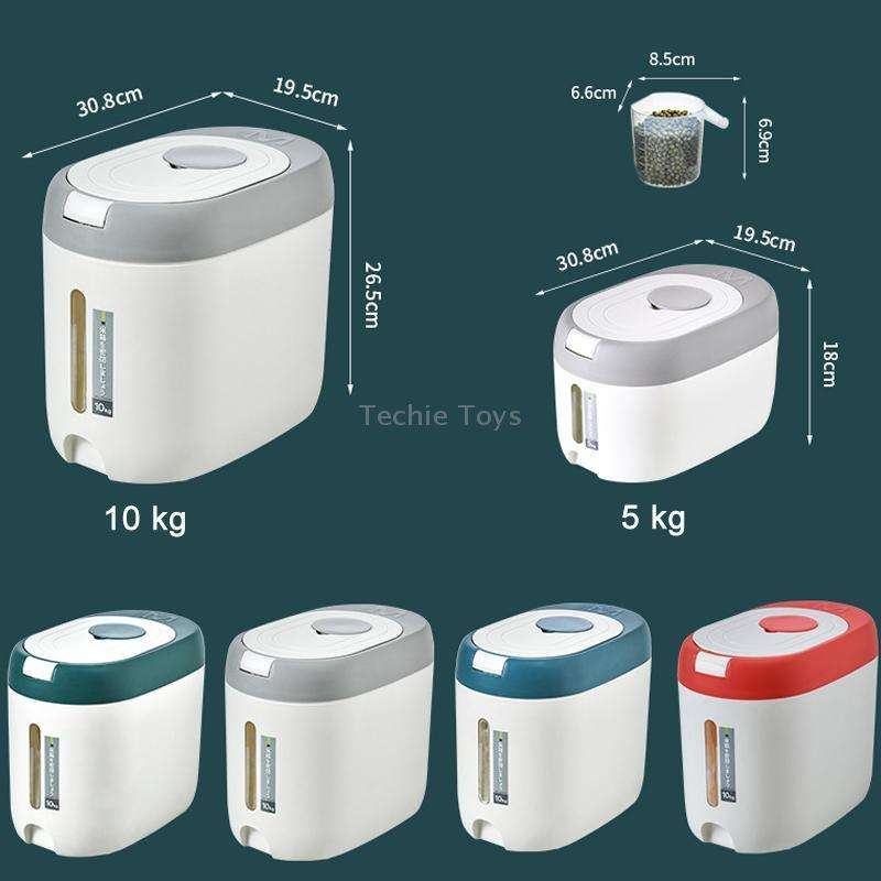 Kitchen Sealed Moisture Dust Proof Storage Rice Bucket, Color: Green 10kg