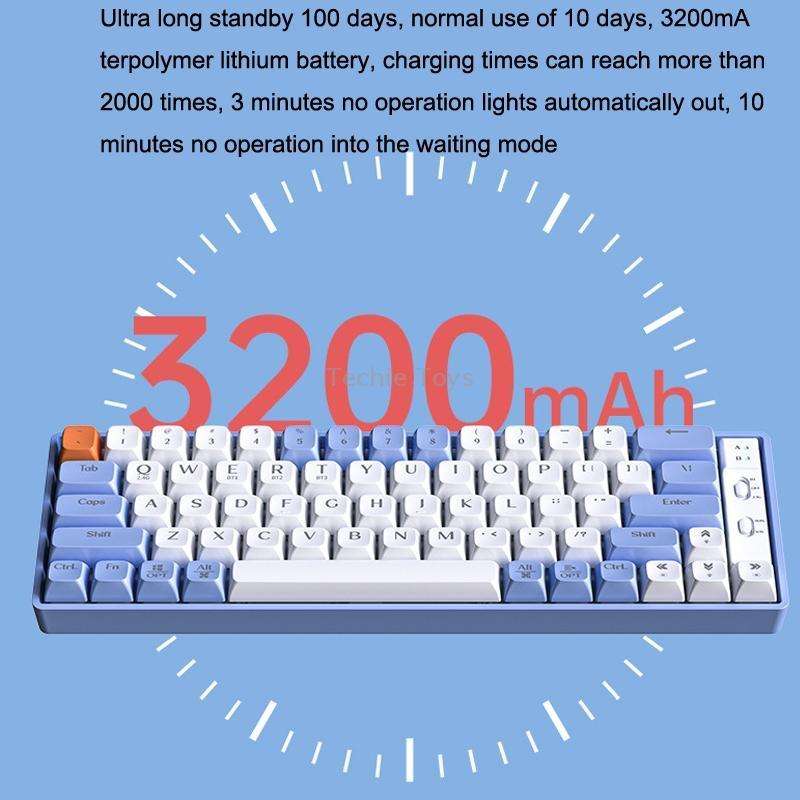 LANGTU GK65 65 Keys Wireless / Bluetooth / Wired Three Model Game Mechanical Keyboard, Cable Length: