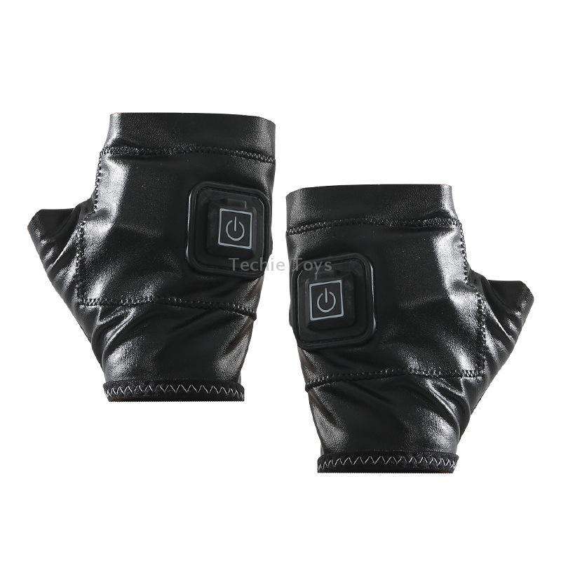 1 Pair Adjustable Temperature Rechargeable Intelligent Electric Heating Gloves Half Finger Gloves, S