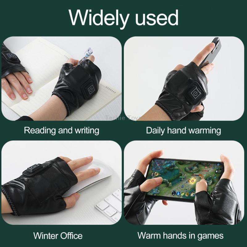 1 Pair Adjustable Temperature Rechargeable Intelligent Electric Heating Gloves Half Finger Gloves, S