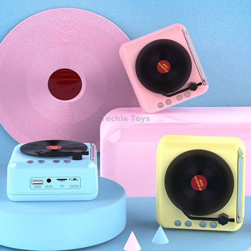 Manovo H3 Macaron Vinyl Record Player Bluetooth Speaker Retro Radio Stereo(Yellow)