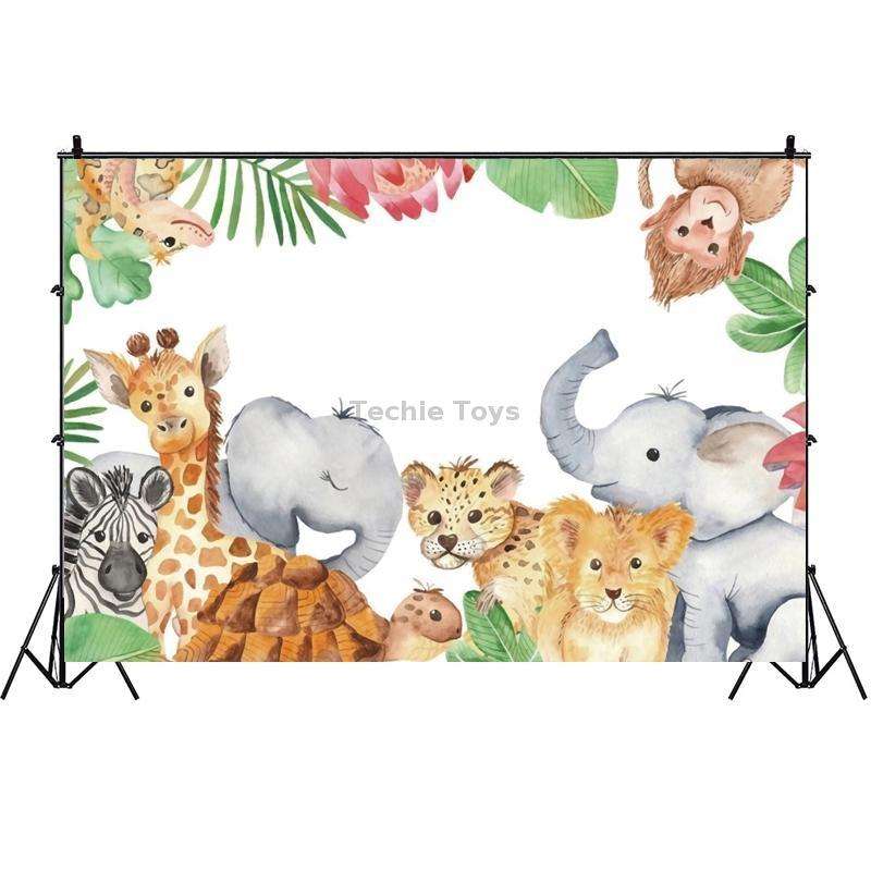 MDT09565 1.5m x 1m Animal Forest Cartoon Birthday Party Banquet Decoration Photo Background Cloth