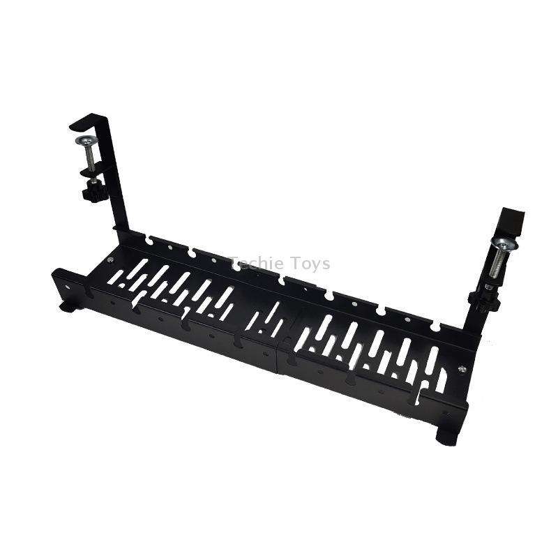 Stretchable Under Desk Cable Management Tray Carbon Steel Cable Organizer Cable Storage Rack(Black)