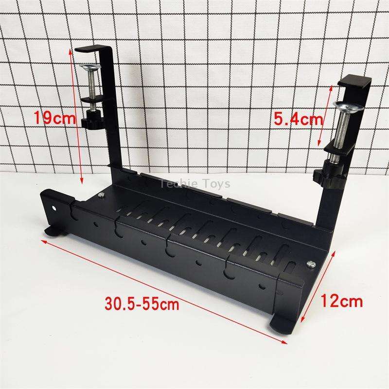 Stretchable Under Desk Cable Management Tray Carbon Steel Cable Organizer Cable Storage Rack(Black)