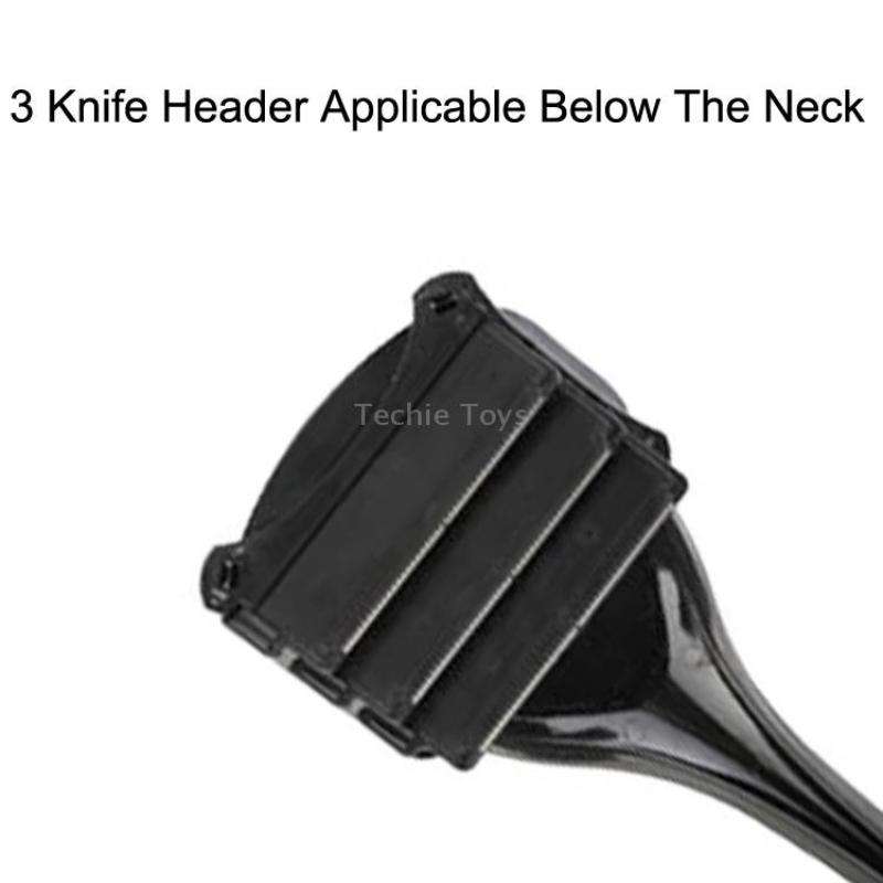 B5 Upgraded Version Manual 3 Knife Heads Back Shavers Long Handle Folded Removable Head Hair Removal