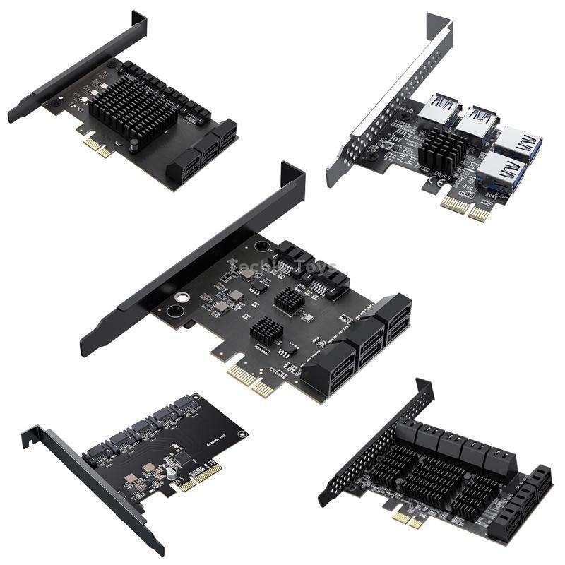 PCIE X1 To 10 Ports SATA3.0 Rotary Card Computer Desktop Solid State Hard Disk