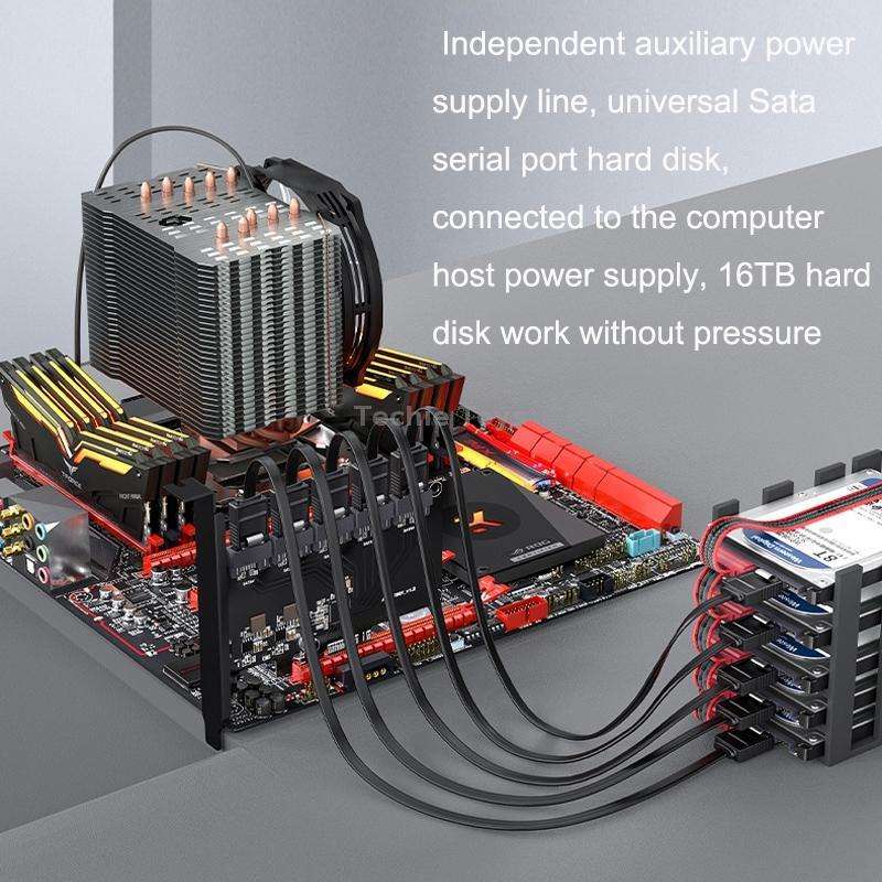 PCIE X1 To 10 Ports SATA3.0 Rotary Card Computer Desktop Solid State Hard Disk