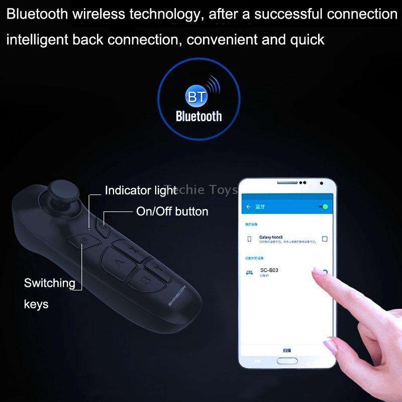 VR SHINECON SC-B03 VR Game Wireless Bluetooth Remote Control Handle Selfie Stick RC Video Playback(B