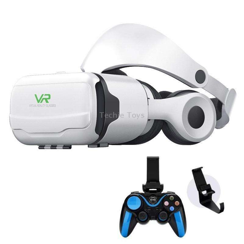 VR SHINECON G02EF+S9 Bluetooth Handle Mobile Phone 3D Virtual Reality VR Game Helmet Glasses With He