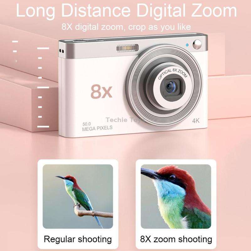 C13 2.88 inch 4K 8X Optical Zoom Telescopic Lens HD Digital Camera, Spec: White