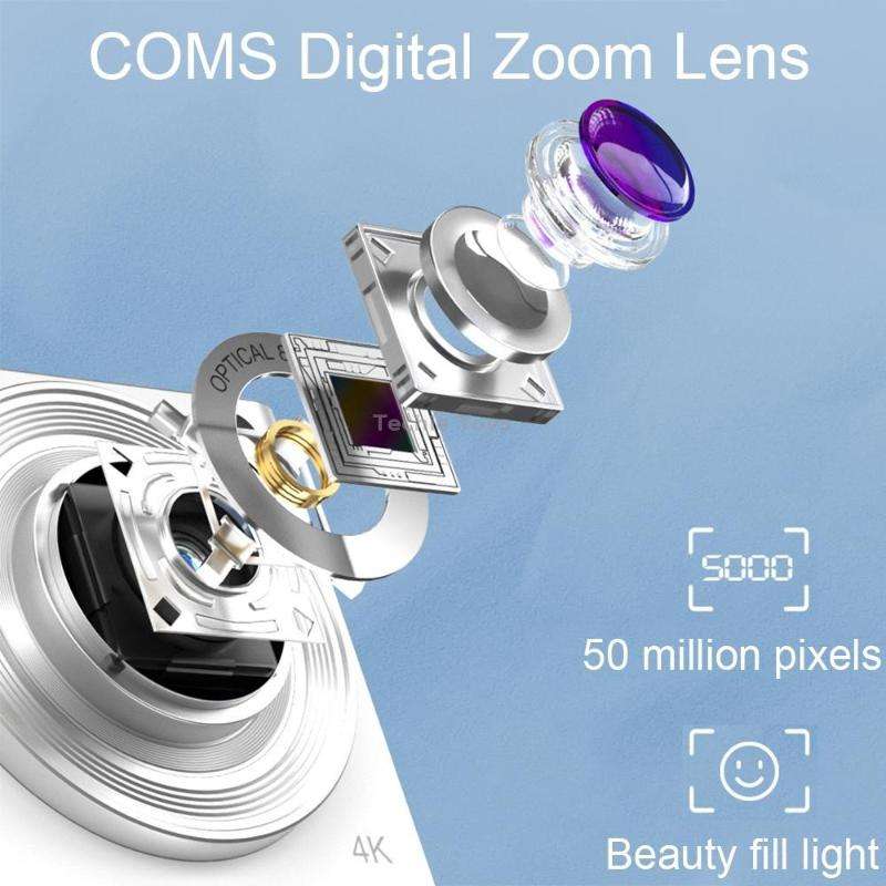 C13 2.88 inch 4K 8X Optical Zoom Telescopic Lens HD Digital Camera, Spec: White
