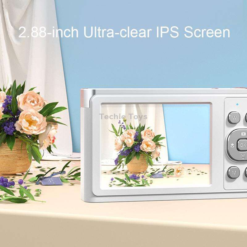 C13 2.88 inch 4K 8X Optical Zoom Telescopic Lens HD Digital Camera, Spec: Pink+Card Reader+32G