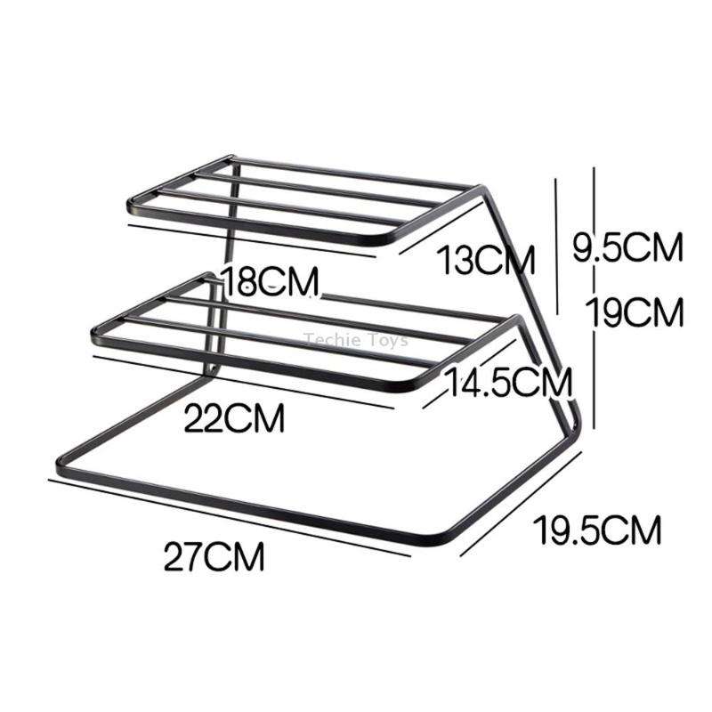 Three-layer Kitchen Dish Storage Rack Cabinet Tiered Shelf(Black)