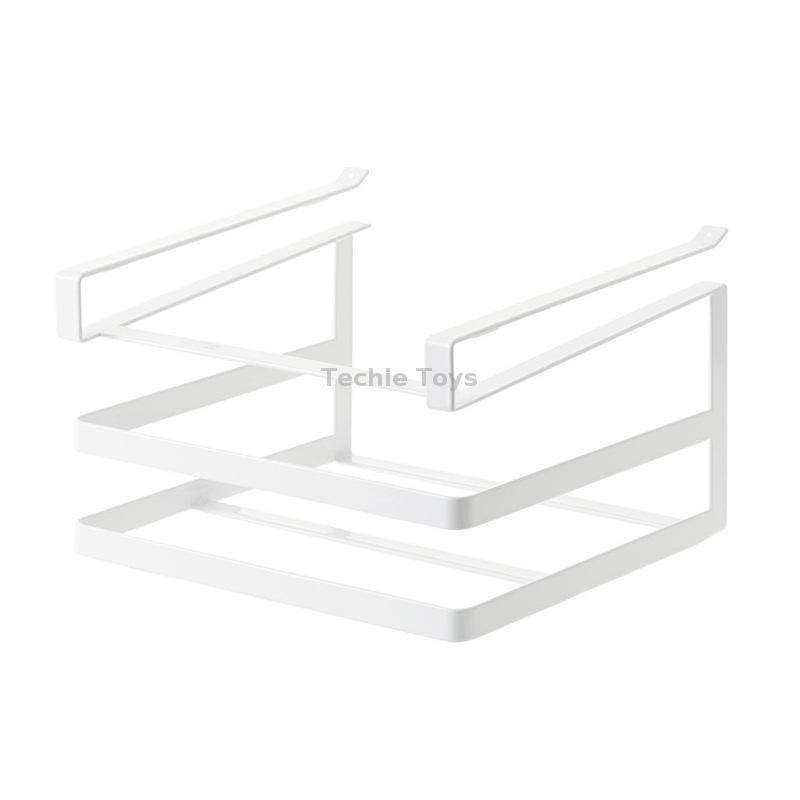 Double-layer Punch-free Kitchen Wall-Mounted Cutting Board Rack(White)