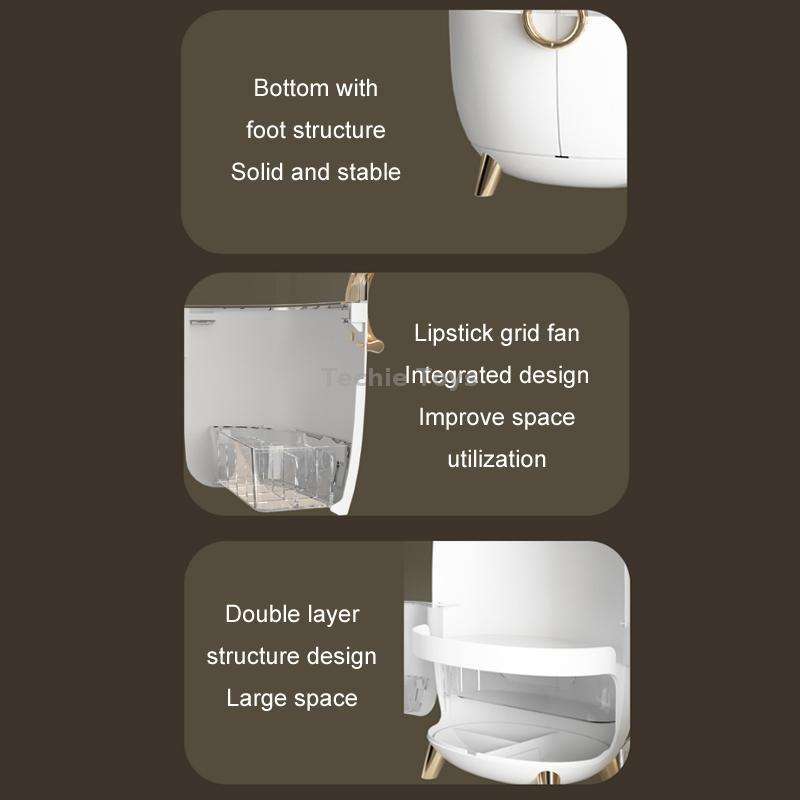 Cosmetic Desktop Dustproof Storage Box Skin Care Product Rack(White)