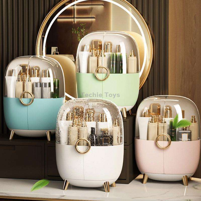 Cosmetic Desktop Dustproof Storage Box Skin Care Product Rack(White)