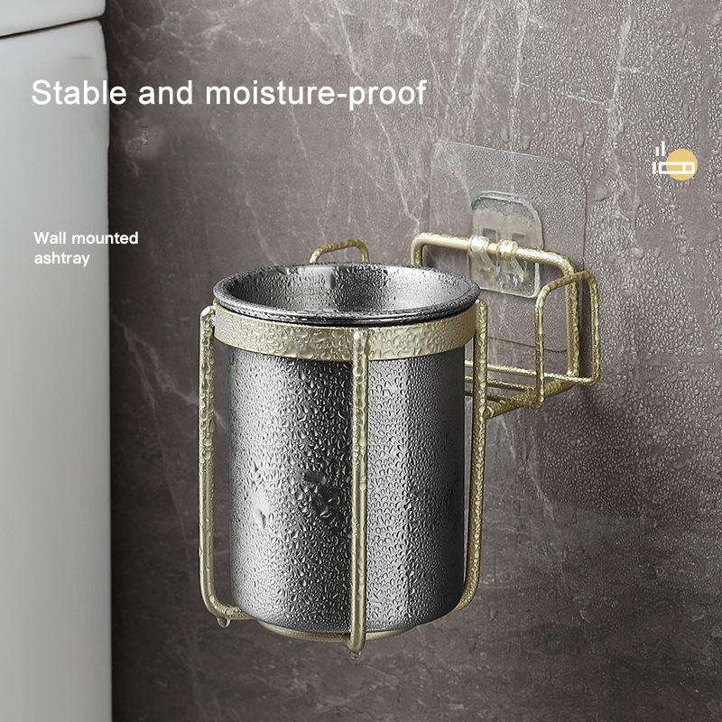 Stainless Steel Wall-mounted Ashtray Bathroom Multifunctional Ashtray Without Punching Without Smoke