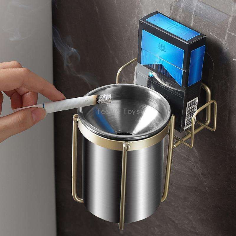 Stainless Steel Wall-mounted Ashtray Bathroom Multifunctional Ashtray Without Punching Without Smoke
