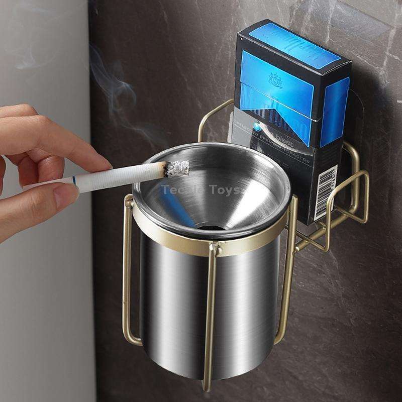 Stainless Steel Wall-mounted Ashtray Bathroom Multifunctional Ashtray Without Punching With Smoke Bu