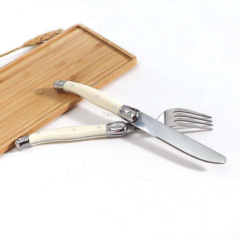 Stainless Steel Knife Fork Spoon Set Plastic Handle Western Tableware, Specification: 6 Tea Spoons