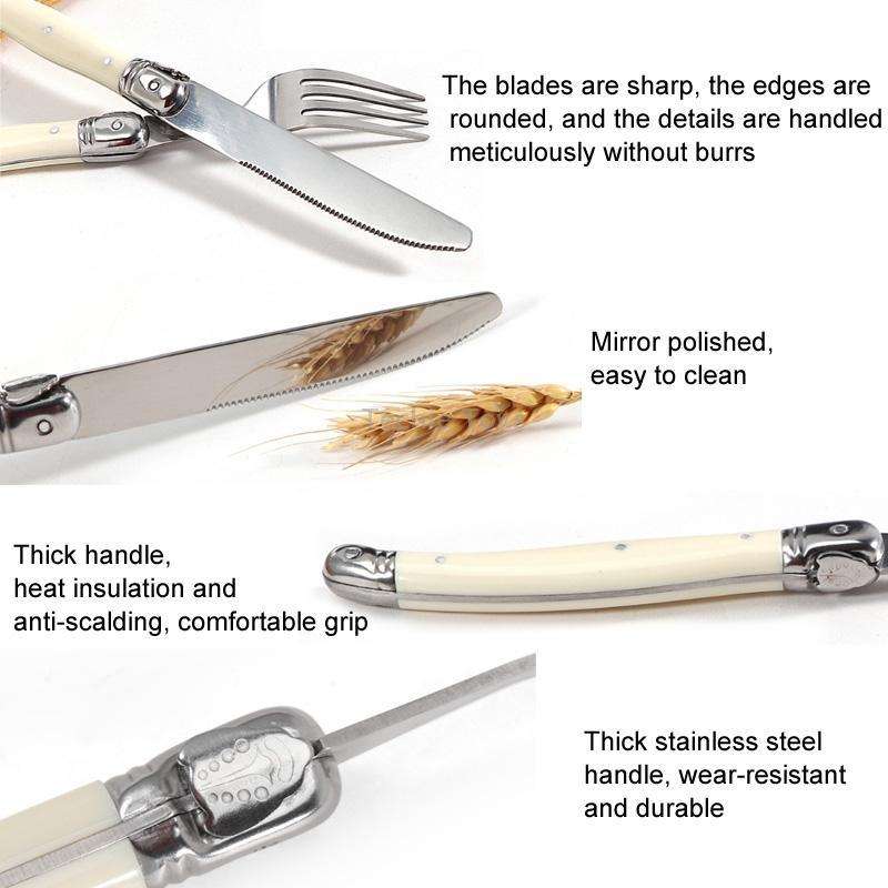 Stainless Steel Knife Fork Spoon Set Plastic Handle Western Tableware, Specification: 6 Tea Spoons