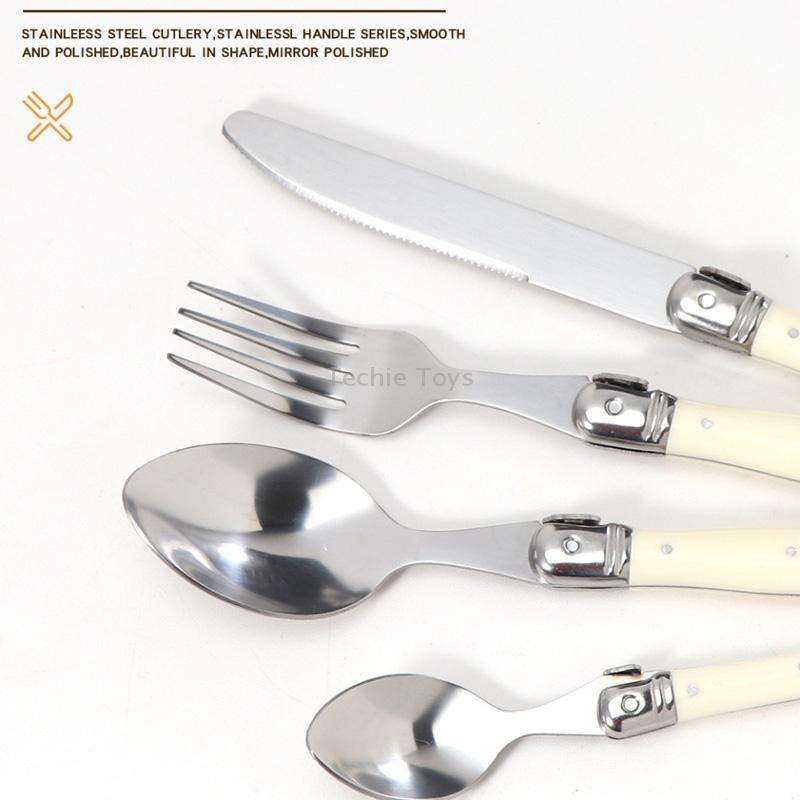 Stainless Steel Knife Fork Spoon Set Plastic Handle Western Tableware, Specification: 6 Tea Spoons