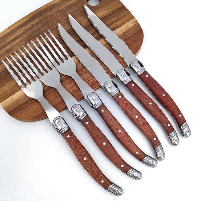 Rosewood Handle Stainless Steel Knife and Fork Cutlery,Spec: 1 Fork