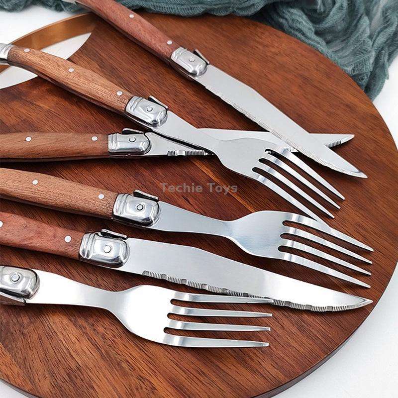 Rosewood Handle Stainless Steel Knife and Fork Cutlery,Spec: 1 Fork