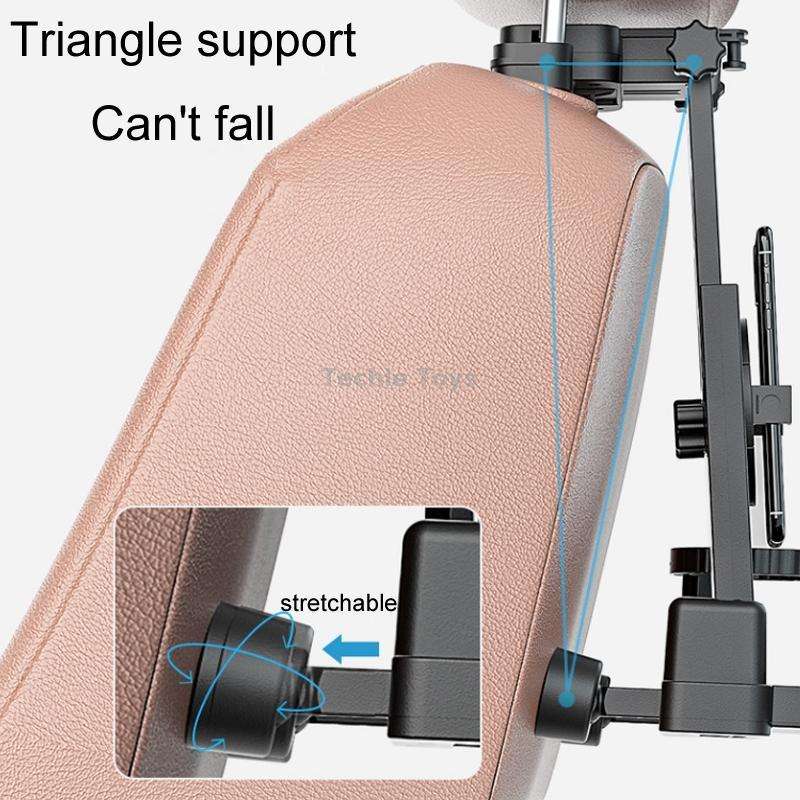 Car Seat Back Multifunctional Adjustable Travel Cup Table Computer Holder(A08 Black+Non-slip Pad)