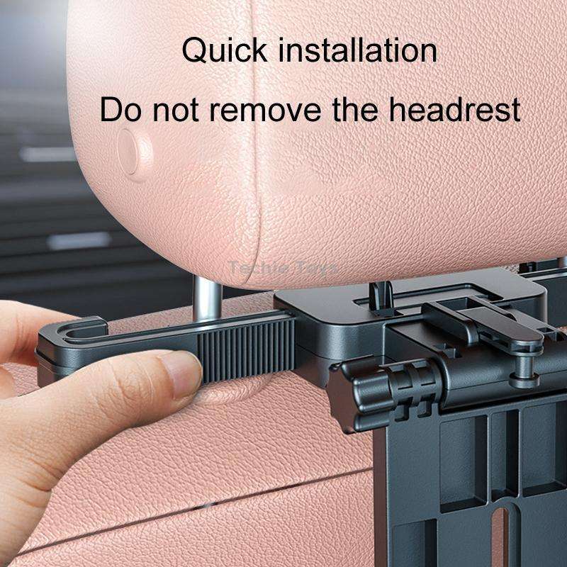 Car Seat Back Multifunctional Adjustable Travel Cup Table Computer Holder(A08 Black+Non-slip Pad)