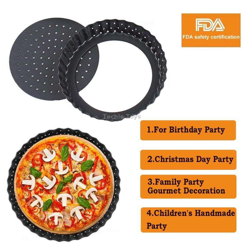 BM1075 Perforated Pizza Pan Kitchen Carbon Steel Non-stick Fruit Pie Mould Bakeware, Specification: