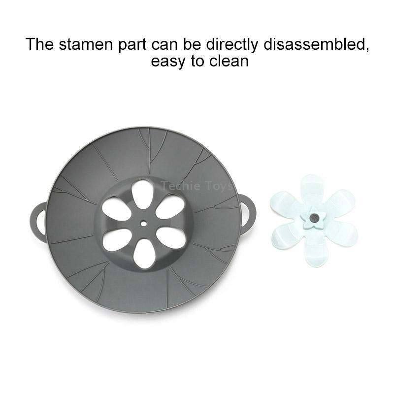 Silicone Flower Spill-proof Pot Lid Rotatable Pot Lid Kitchen Gadget, Size: 23cm Small Gray