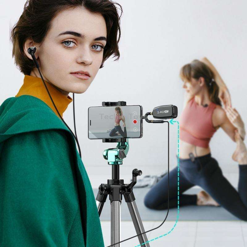 2.4G Bluetooth Wireless Lavalier Noise Canceling Live Microphone(Black)