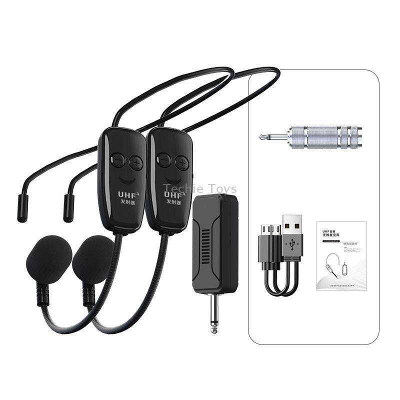 One For Two Outdoor Wireless Microphone Audio Headset Amplifier Loudspeaker(Black)