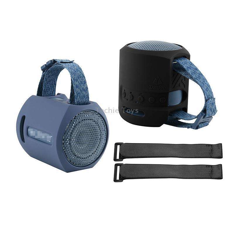 For Sony SRS-XB13 Speaker Silicone Case With Hook And Loop Fastener Strap(Blue)