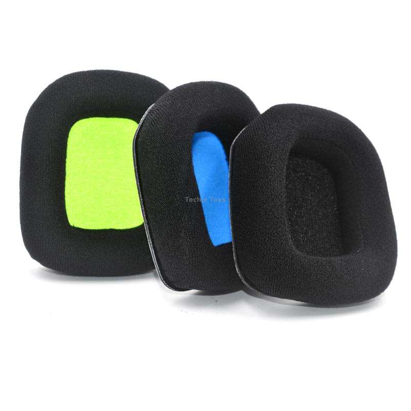 For Logitech Astro A20 2pcs Fleece Memory Foam Headphone Covers Earmuffs(Black Blue Net)