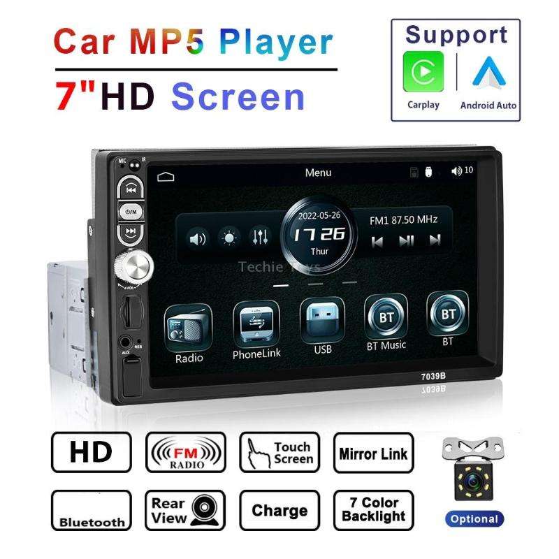 A3061 7 Inches MP5 Bluetooth Player Universal Wired CarPlay Reversing Image Integrated, Style: Stand