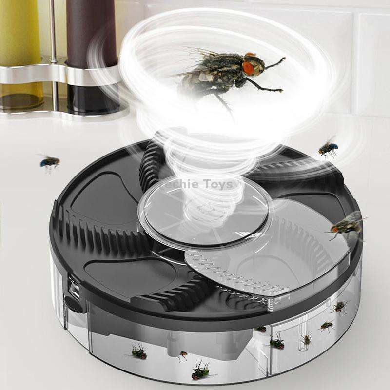 S008 Automatic Fly Killer Silent USB Household Fly Trap, Spec: Charging Type (Black)