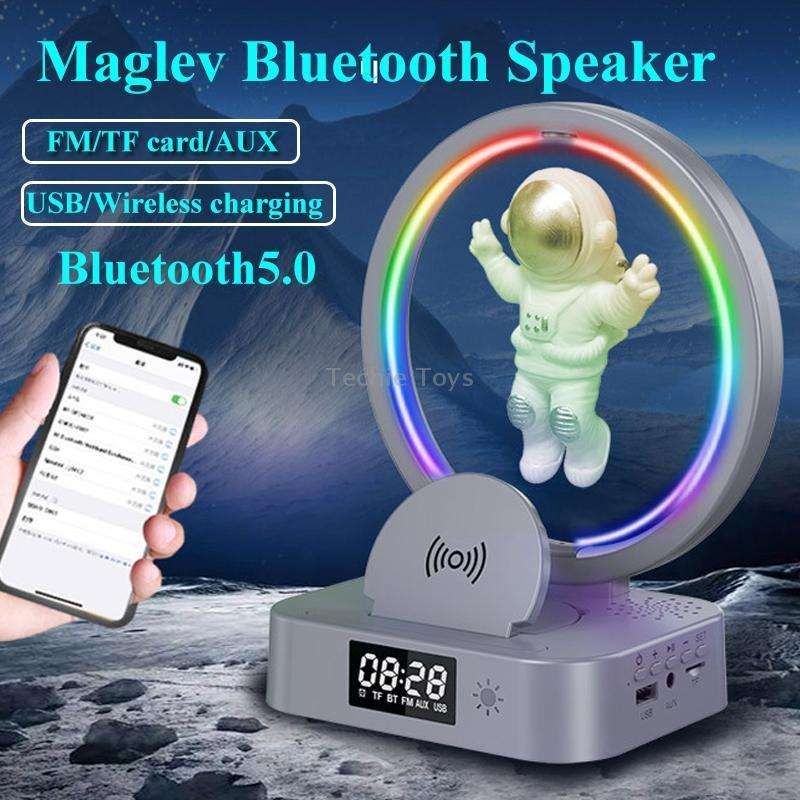 Y-558 Magnetic Levitation Astronaut TWS Bluetooth Speaker With RGB Light,Style: Silver Wireless Char