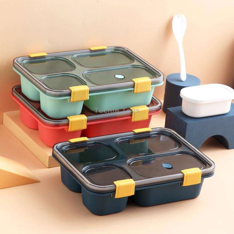 Sealed Compartment Microwave Plastic Lunch Box Portable Student Lunch Plate, Specification: 850ml (G