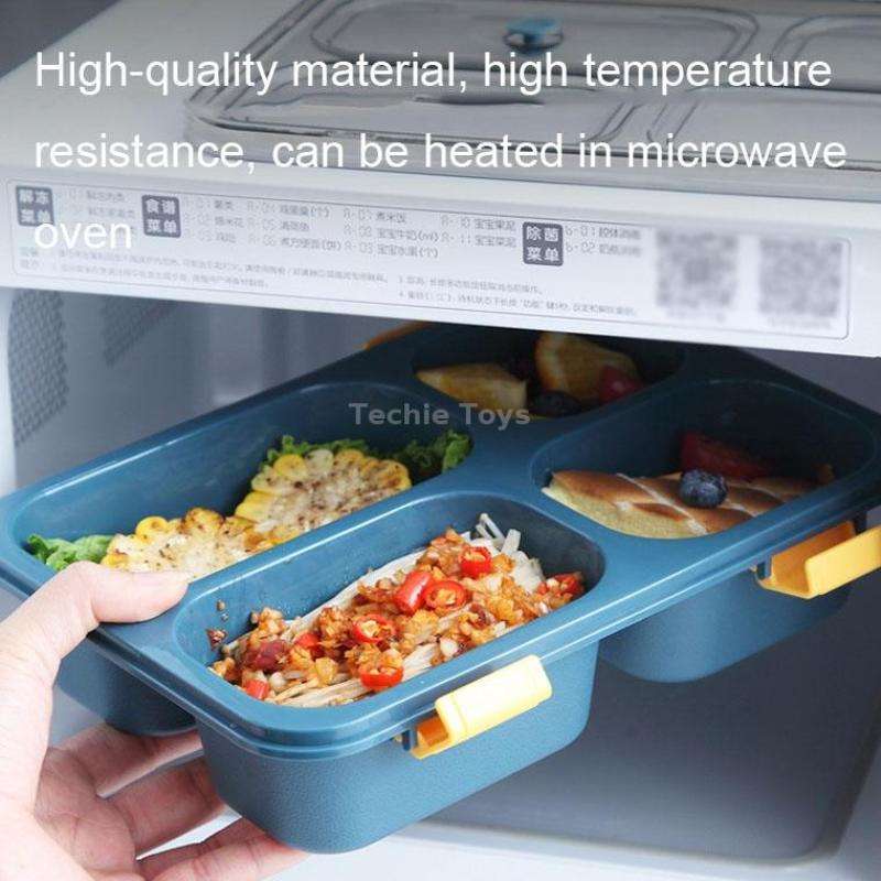Sealed Compartment Microwave Plastic Lunch Box Portable Student Lunch Plate, Specification: 850ml (G