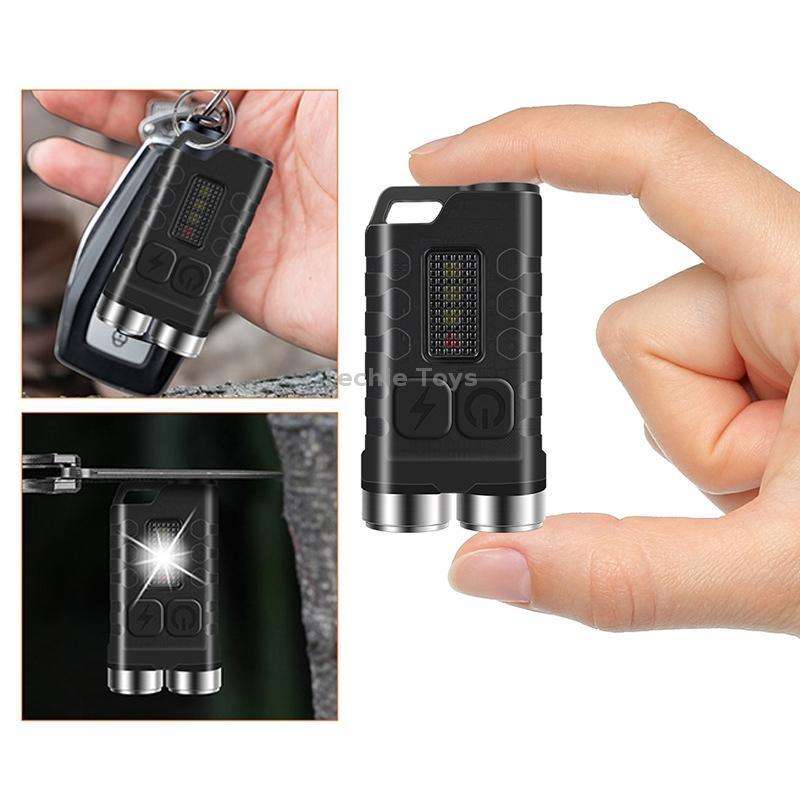 V3 Keychain Light USB Rechargeable Strong Light Mini Flashlight(Transparent Black)