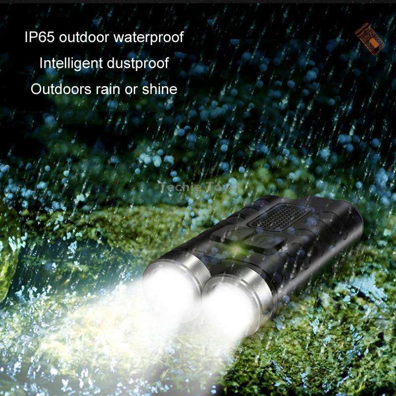 V3 Keychain Light USB Rechargeable Strong Light Mini Flashlight(Transparent Black)