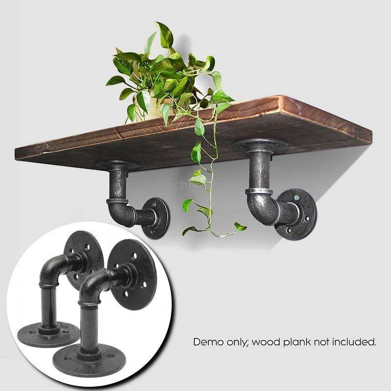 Wrought Iron Hanging Potted Plant Wall Shelf Water Pipe Shelf Flange