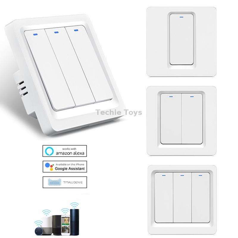 Tuya ZigBee Smart Single-fire Zero-fire Sharing Switch Phone Control Voice Panel EU Plug, Spec: 3 Bu
