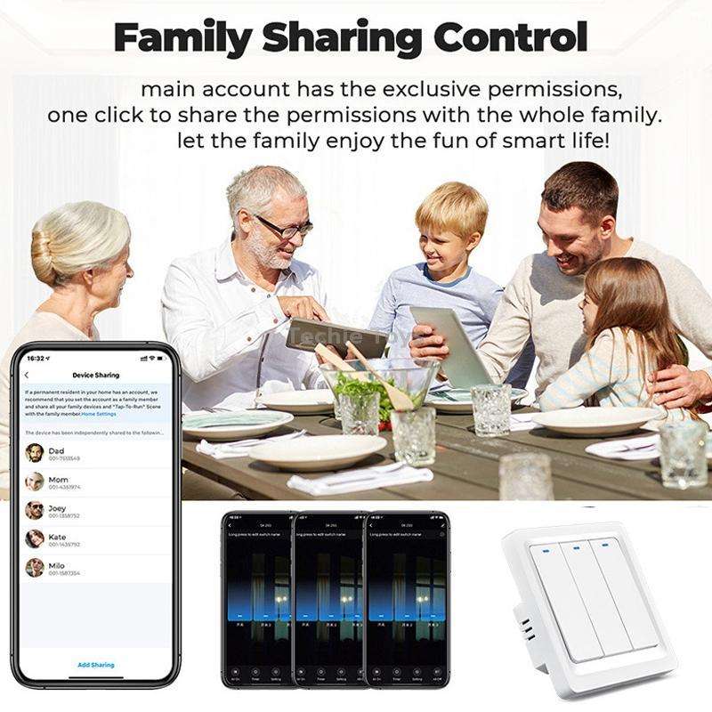 Tuya ZigBee Smart Single-fire Zero-fire Sharing Switch Phone Control Voice Panel EU Plug, Spec: 3 Bu