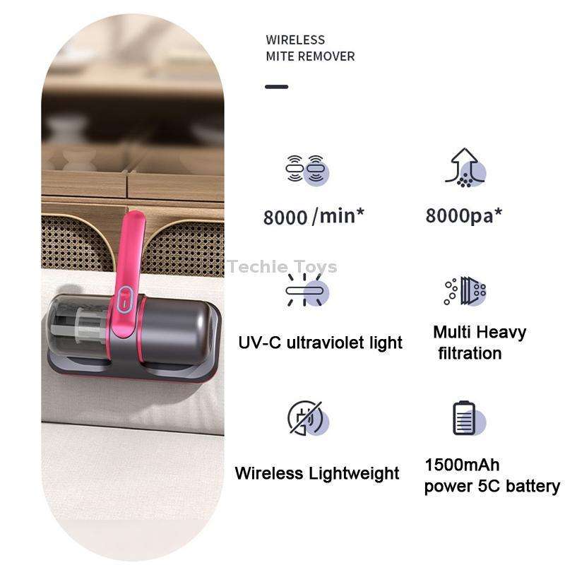 100W 8000 Pa Wireless Charging Mite Removal Instrument Vacuum Cleaner UV Sterilization Machine(Purpl