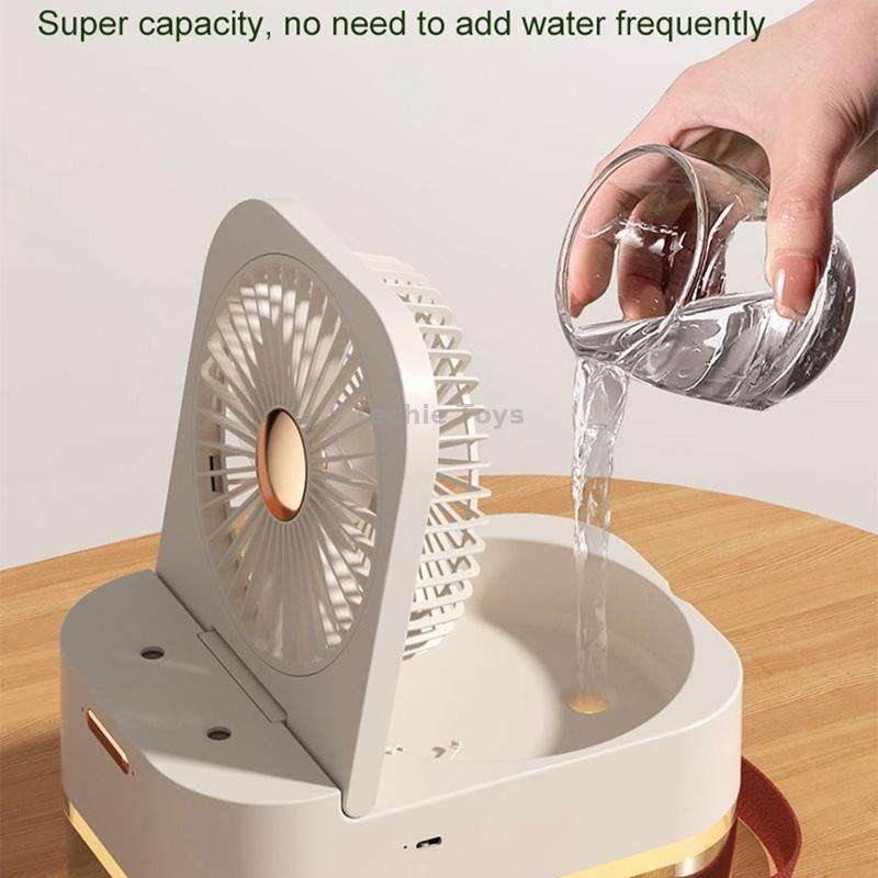 Rechargeable 4000mAh 2.5L Dual Spray Humidifying Fan with Ambient Light Aroma Diffuser(White)