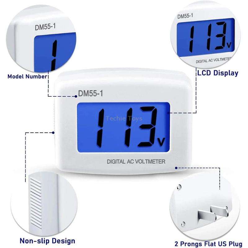 DM55-1 AC 110V- 220V LCD Digital Voltmeter Voltage Tester Detector Meter US Plug