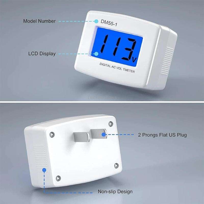 DM55-1 AC 110V- 220V LCD Digital Voltmeter Voltage Tester Detector Meter US Plug